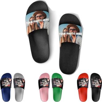 Generic Personalised bath slippers,Custom Slides Slippers Personalized Slippers Sandals with Photo Name Text Bathroom Slippers for Men Women (B)