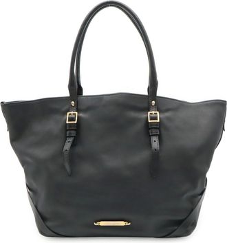 Burberry Black Leather Shoulder Bag Tote Bag (Pre-Owned)