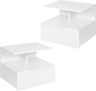 Woltu Suite 2 Mesitas De Noche Colgantes. Mesita De Noche Del Dormitorio. Con 1 Caj&oacute;n Y 1 Compartimento Abierto. Pared Fija. Armarios De Dormitorio Modernos