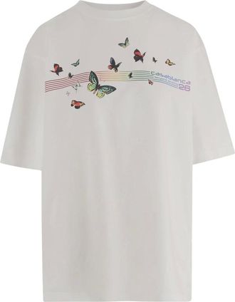 Casablanca T-Shirts, male, White, S, Cotton T-shirt