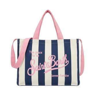 MC2 Saint Barth Tote Bags, female, Blue, Size: ONE SIZE Essential Canvas Bag With Shoulder Strap