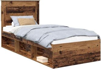 vidaXL Bed Frame with Headboard Old Wood 75 x 190 cm Solid Pine Wood vidaXL