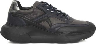 Cerruti Blue Cowhide Men Womens Sneaker