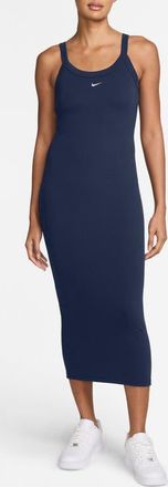 Nike Sportswear Chill Knit Tight Rib Midi Dress in Midnight Navy/Sail at Nordstrom, Size Xx-Large