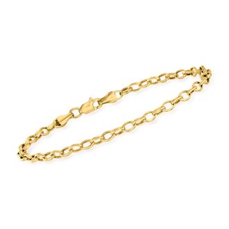 RS Pure by Ross-Simons 3.2mm 14kt Yellow Gold Cable-Chain Bracelet