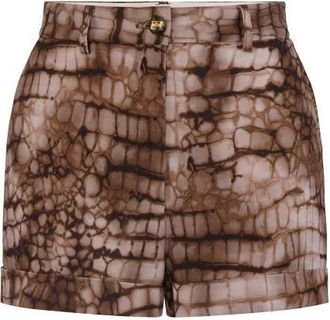 Elisabetta Franchi Korte Broeken, Dames, Bruin, XL, Lightweight Jersey Shorts