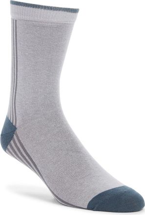 Nordstrom Stripe Cotton Blend Crew Socks in Grey Dapple at Nordstrom