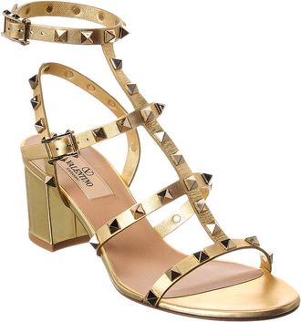 Valentino Rockstud Caged 60 Leather Ankle Strap Sandal