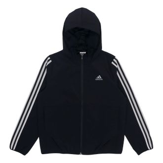 adidas (WMNS) adidas Classic Stripe Woven Hooded Jacket Black GQ0596