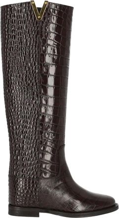 Via Roma 15 Stivale con V in Cocco - Dames - Hoge Laarzen - Bruin - 37 EU - Leer - Schoenen