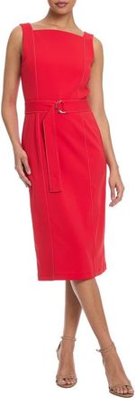 Maggy London Belted Midi Dress in Ribbon Red at Nordstrom, Size 12