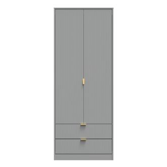 Welcome Furniture Breda Ready Assembled 2 Door 2 Drawer Wardrobe in Dusk Grey - Welcome Furniture | TJ Hughes