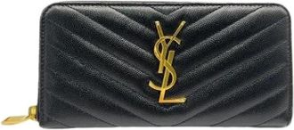 Saint Laurent Pre-owned Lange portemonnee (bi-fold) - Dames - Vintage Accessoires - Zwart - ONE Size - Leer - Vintage