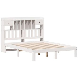 Berkfield Home Decorative Bookcase Bed without Mattress White 140x190cm Solid Wo | Size: 140x190 cm