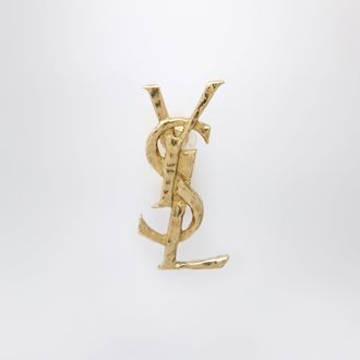 Saint Laurent Orecchino Cassandre martellato in ottone metallico