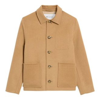 Ami Button-down jack van wol en kasjmier - Heren - Jassen - Beige - Maat: XL Wol