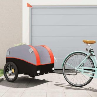 vidaXL Remolque Para Bicicleta Hierro Negro Y Naranja 45 Kg Vidaxl