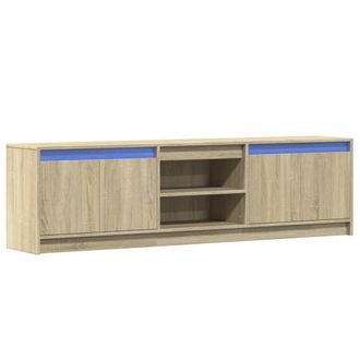 Berkfield Home TV Cabinet with LED Sonoma Oak 180x34x50 cm Engineered Wood in Light Tan | Size: 180 x 34 x 50 cm