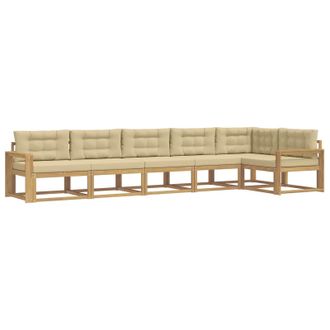 vidaXL Conjunto De Sof&aacute;s De Exterior Con Coj&iacute;n 4 Pcs Y Beige Poli&eacute;ster Vidaxl