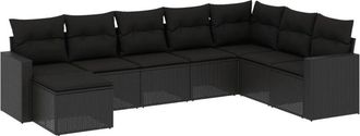 vidaXL Set De Sof&aacute;s De Jard&iacute;n 8 Piezas Y Cojines Rat&aacute;n Sint&eacute;tico Negro Vidaxl
