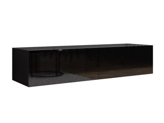 Mirjan24 Mueble Tv Vilrin Ii, Negro + Negro Brillante, N&uacute;mero De Puertas: 2, N&uacute;mero De Cajones: 0, 140x30x40cm