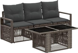 vidaXL Conjunto De Sof&aacute;s De Jard&iacute;n 4 Uds. Gris Y Gris Oscuro Vidaxl