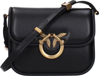 Pinko Pinko Damens Love Box Umh&auml;ngetasche aus schwarzem Leder