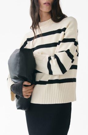 Mango Castello Stripe Sweater in Ecru at Nordstrom, Size X-Small