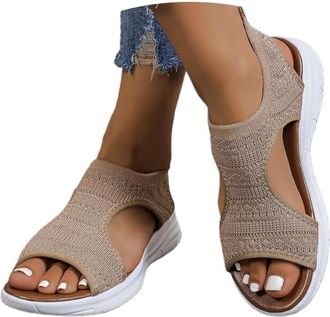 Generic Shoes for Women Uk,Wide Fit Orthopedic Sandals for Women Uk With Arch Support Summer Ladies Wedge Sandals, Casual Beach Slingback Comfy Slide Sport Sh