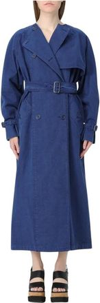 Max Mara Blauwe Trenchcoat Elegante Tijdloze Stijl - Dames - Trenchcoats - Blauw - 2XS - Katoen - Jassen