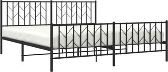 vidaXL Metal Bed Frame without Mattress with Footboard Black 183x213cm Vidaxl