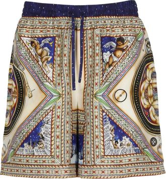 Casablanca Korte Broeken, Heren, Veelkleurig, S, Plafond Orne De Musique Zijde Shorts