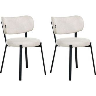 Beliani Set di 2 sedie da pranzo in tessuto Seduta imbottita Gambe in ferro beige chiaro Bronte