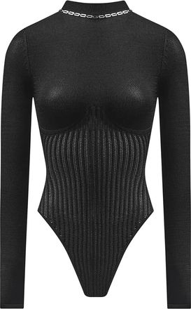 Mani&egrave;re De Voir Contour gebreide bodysuit met ketting - Zwart