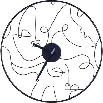 Beliani Beliani - Reloj De Pared Estilo Moderno Minimalista Redondo Elegante En Color Negro Fabricado Con Hierro Y Metal &Oslash; 50 Cm Menton