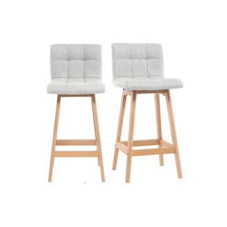 Miliboo Miliboo - Taburete De Bar Madera Y Gris Perla 65cm Lote De 2 Klaris