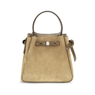 Tory Burch Romy Suede Bucket Bag - Dames - Tassen - Beige - Maat: ONE Size Su&egrave;de