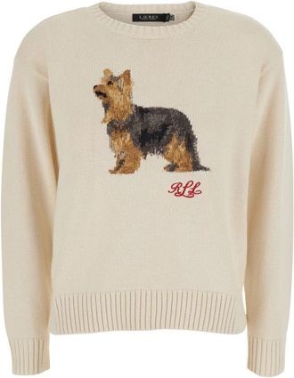Ralph Lauren Trui met Ronde Hals - Dames - Ronde hals truien - Beige - M - Truien & Vesten