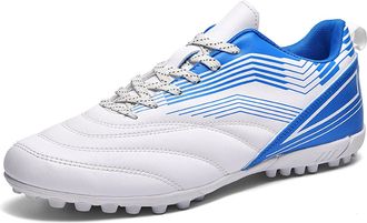 Generic Unisex Anti-Slip Lace-up Soccer Shoes - Breathable Low-top Football Shoes - Indoor Outdoor Training Sneakers (White,9.5)