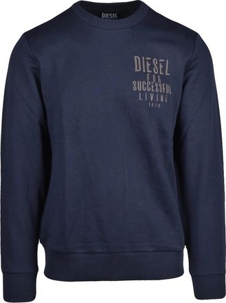 Diesel Classic Deep Blue Crewneck Sweatshirt With Ribbed Detailing