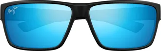 Maui Jim Uila 62mm PolarizedPlus2 Oversize Rectangular Sunglasses in Black/Blue Hawaii at Nordstrom