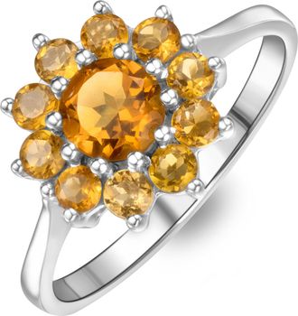 The Diamond Store 0.96ct Citrine Cluster Ring in 9K White Gold