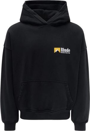 Rhude Hoodies & sweatvesten, Heren, Zwart, M, Racing Logo Hood International Style