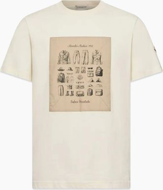 Moncler Mens SEASONAL PRINT T SHIRT - Cream - Size: 42
