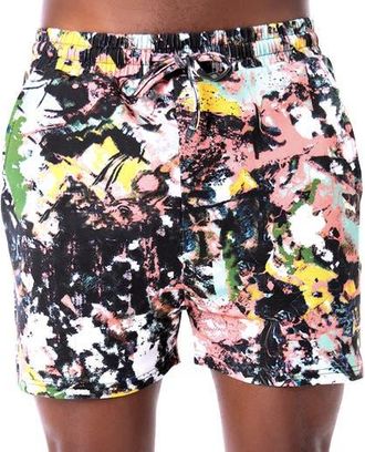 Dai Moda Frenzy print Pull On Shorts in Black at Nordstrom, Size Xx-Large