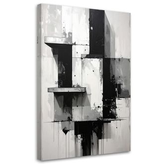 Feeby Cuadro En Lienzo, Abstracci&oacute;n En Blanco Y Negro, 80x120