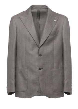 Lubiam Brown Peak Lapel Wool Blazer