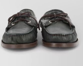 Paraboot boat shoes contrast stitching round toe rubber sole