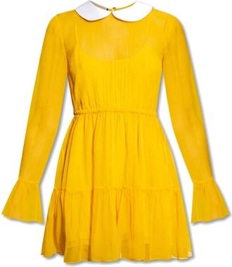 Gucci Silk Chiffon Dress - Dames - Korte kleedjes - Geel - M - Chiffon - Kleedjes