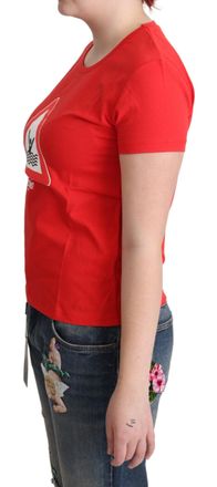 Moschino Womens Red Cotton Swim Graphic Triangle Print T-Shirt
